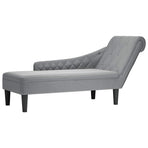 Chaise Lounge with Pillow and Right Armrest Light Grey Fabric