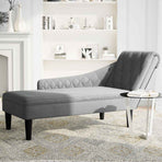 Chaise Lounge with Pillow and Right Armrest Light Grey Fabric