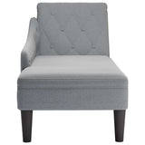 Chaise Lounge with Pillow and Right Armrest Light Grey Fabric - Top-Down View