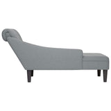 Chaise Lounge with Pillow and Right Armrest Light Grey Fabric - 45-Degree Angle