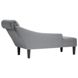 Chaise Lounge with Pillow and Right Armrest Light Grey Fabric - Rear View