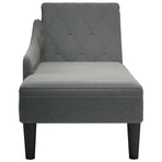 Chaise Lounge with Pillow and Right Armrest Dark Grey Fabric