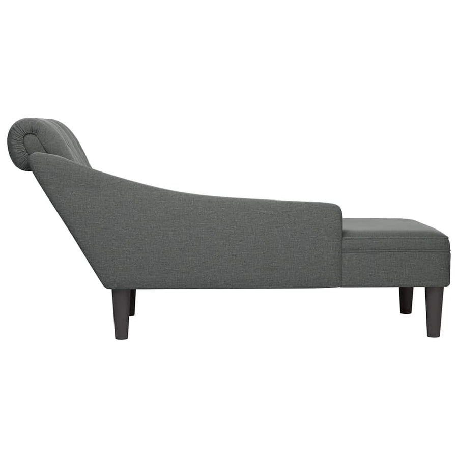 Chaise Lounge with Pillow and Right Armrest Dark Grey Fabric