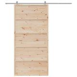 Barn Door 100x208 cm Solid Wood Pine - Side View