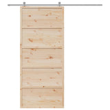 Barn Door 90x208 cm Solid Wood Pine - Side View