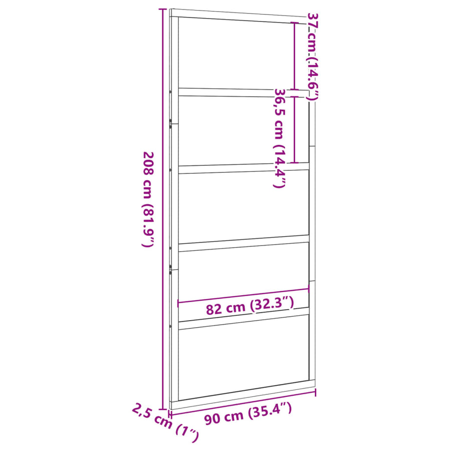 Barn Door 90x208 cm Solid Wood Pine, image 10