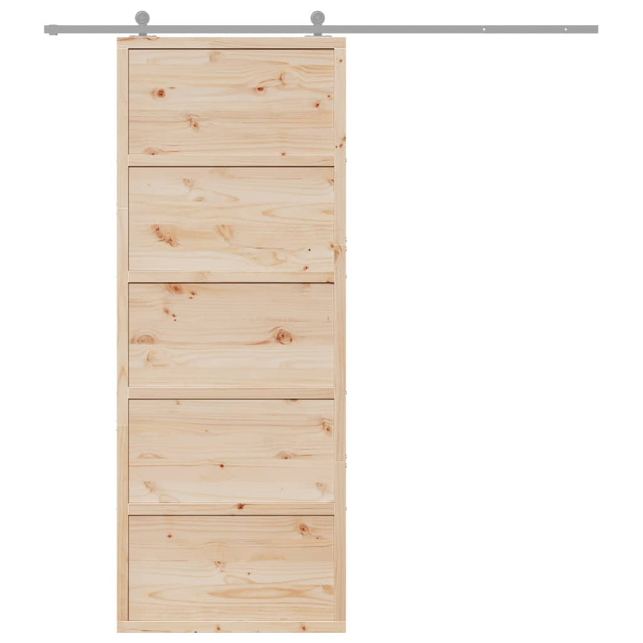 Barn Door 80x208 cm Solid Wood Pine, image 3