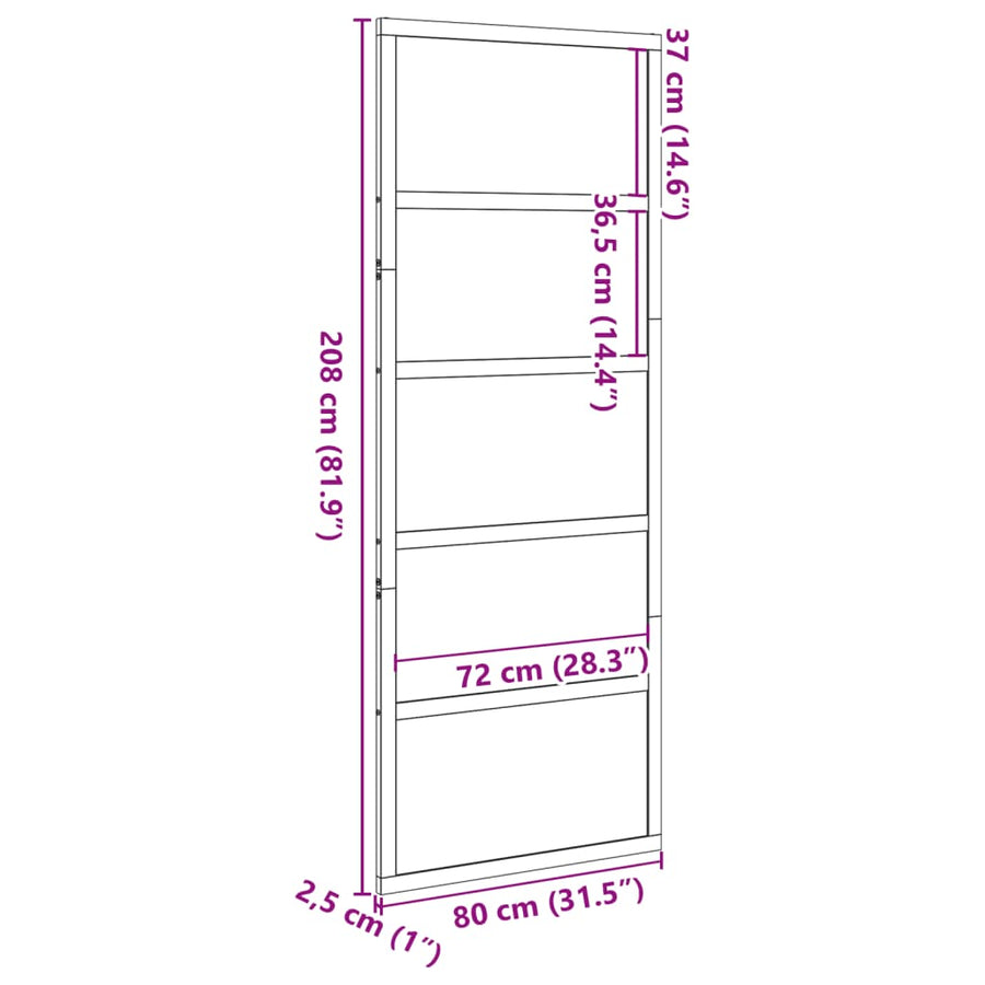Barn Door 80x208 cm Solid Wood Pine, image 10