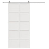 Barn Door White 100x208 cm Solid Wood Pine - Side View