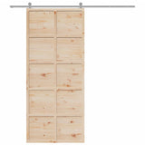 Barn Door 90x208 cm Solid Wood Pine - Side View