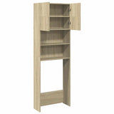 Washing Machine Cabinet Sonoma Oak 64x25.5x190 cm Engineered Wood - Rear View