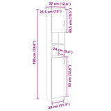 Bathroom Cabinet Sonoma Oak 32x25.5x190 cm Engineered Wood - Extra Image