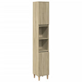 Bathroom Cabinet Sonoma Oak 30x30x190 cm Engineered Wood - Front View