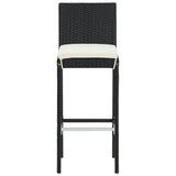 3 Piece Garden Bar Set Black Solid Wood Acacia and Poly Rattan