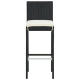 3 Piece Garden Bar Set Black Solid Wood Acacia and Poly Rattan - Rear View