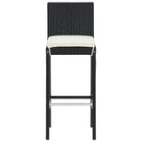 5 Piece Garden Bar Set Black Solid Wood Acacia and Poly Rattan