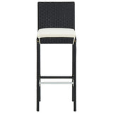 5 Piece Garden Bar Set Black Solid Wood Acacia and Poly Rattan - Rear View