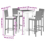 5 Piece Garden Bar Set Black Solid Wood Acacia and Poly Rattan - Extra Image