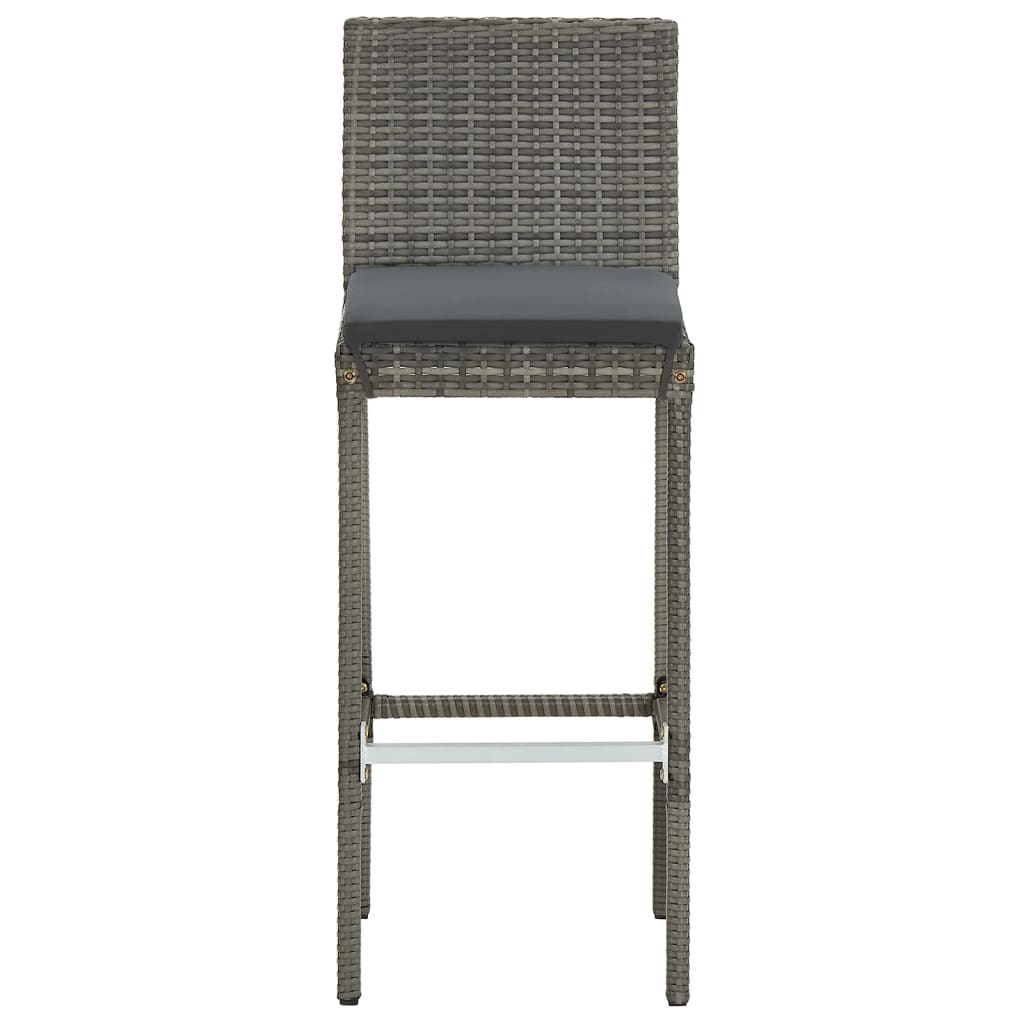 5 Piece Garden Bar Set Grey Solid Wood Acacia and Poly Rattan