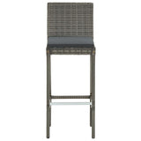 5 Piece Garden Bar Set Grey Solid Wood Acacia and Poly Rattan - Rear View