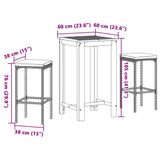 3 Piece Garden Bar Set Brown Solid Wood Acacia and Poly Rattan - Extra Image