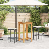 3 Piece Garden Bar Set Black Solid Wood Acacia and Poly Rattan - Side View