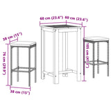 3 Piece Garden Bar Set Grey Solid Wood Acacia and Poly Rattan - Extra Image