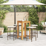 5 Piece Garden Bar Set Brown Solid Wood Acacia and Poly Rattan - Side View