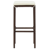5 Piece Garden Bar Set Brown Solid Wood Acacia and Poly Rattan - Rear View