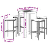 5 Piece Garden Bar Set Brown Solid Wood Acacia and Poly Rattan - Extra Image