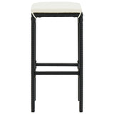 5 Piece Garden Bar Set Black Solid Wood Acacia and Poly Rattan - Rear View