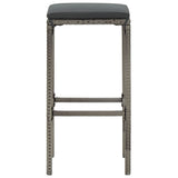5 Piece Garden Bar Set Grey Solid Wood Acacia and Poly Rattan - Rear View