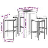 5 Piece Garden Bar Set Grey Solid Wood Acacia and Poly Rattan - Extra Image