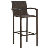 3 Piece Garden Bar Set Brown Solid Wood Acacia and Poly Rattan