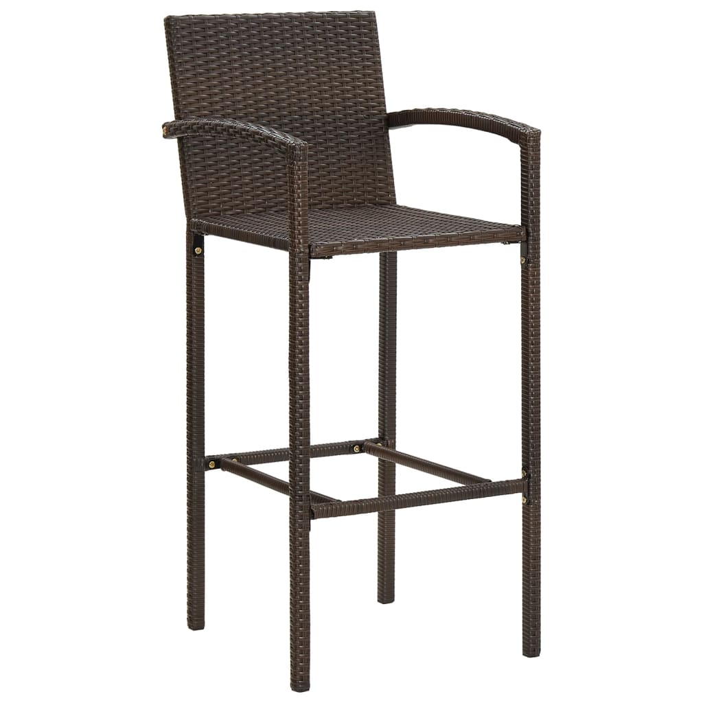 3 Piece Garden Bar Set Brown Solid Wood Acacia and Poly Rattan