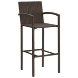 3 Piece Garden Bar Set Brown Solid Wood Acacia and Poly Rattan - Top-Down View