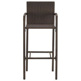 3 Piece Garden Bar Set Brown Solid Wood Acacia and Poly Rattan