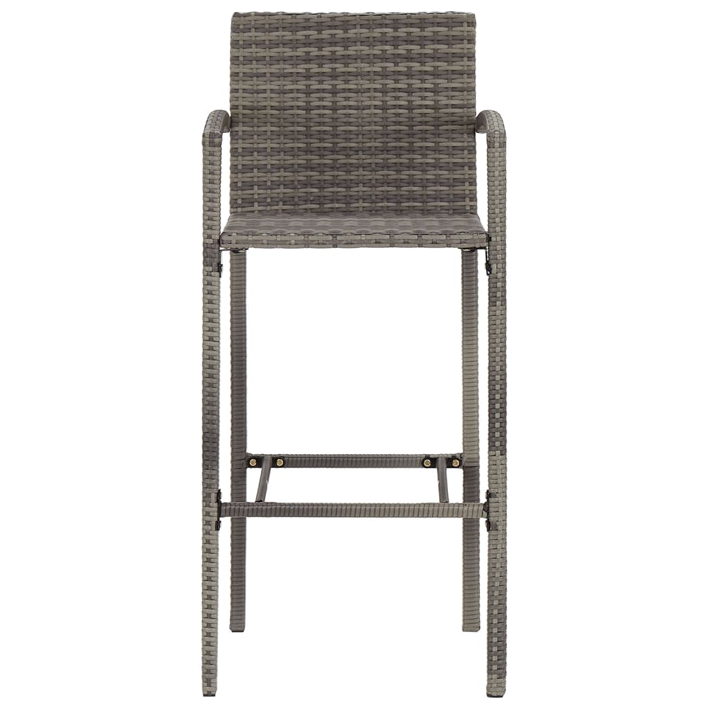 3 Piece Garden Bar Set Grey Solid Wood Acacia and Poly Rattan