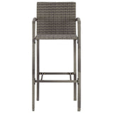 3 Piece Garden Bar Set Grey Solid Wood Acacia and Poly Rattan