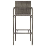 3 Piece Garden Bar Set Grey Solid Wood Acacia and Poly Rattan - Rear View
