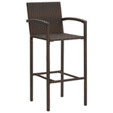 5 Piece Garden Bar Set Brown Solid Wood Acacia and Poly Rattan - Top-Down View