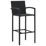 5 Piece Garden Bar Set Black Solid Wood Acacia and Poly Rattan - Top-Down View