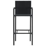 5 Piece Garden Bar Set Black Solid Wood Acacia and Poly Rattan - Rear View