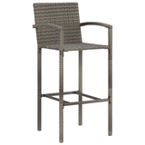 5 Piece Garden Bar Set Grey Solid Wood Acacia and Poly Rattan - Top-Down View