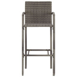 5 Piece Garden Bar Set Grey Solid Wood Acacia and Poly Rattan - Rear View