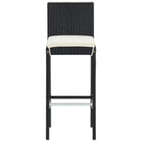 5 Piece Garden Bar Set Black Solid Wood Acacia and Poly Rattan