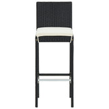 5 Piece Garden Bar Set Black Solid Wood Acacia and Poly Rattan - Rear View