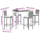5 Piece Garden Bar Set Black Solid Wood Acacia and Poly Rattan