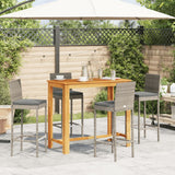 5 Piece Garden Bar Set Grey Solid Wood Acacia and Poly Rattan - Side View