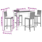 5 Piece Garden Bar Set Grey Solid Wood Acacia and Poly Rattan